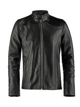 Mens Black Biker Style Regular Fit Leather Jacket